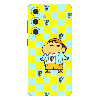 Samsung A/S Series Phone Skins (All Models) - Yellow Blue Shinchan Cute - 3D Embossed Finish (L-221) Samsung Galaxy S25 (5G)