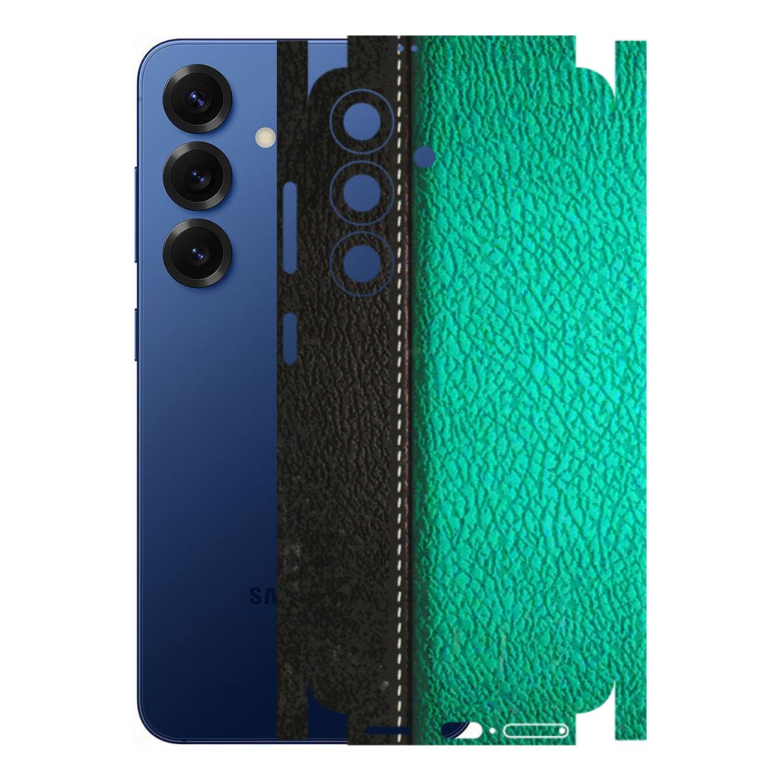 Samsung A/S Series Phone Skins (All Models) - Black Green Dual Leather Stich - 3D Embossed Finish (L-233) Samsung Galaxy S25 (5G)