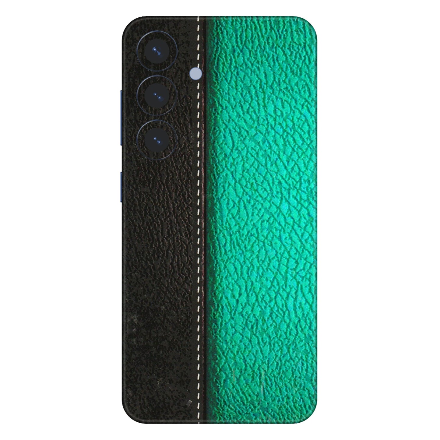 Samsung A/S Series Phone Skins (All Models) - Black Green Dual Leather Stich - 3D Embossed Finish (L-233) Samsung Galaxy S25 (5G)