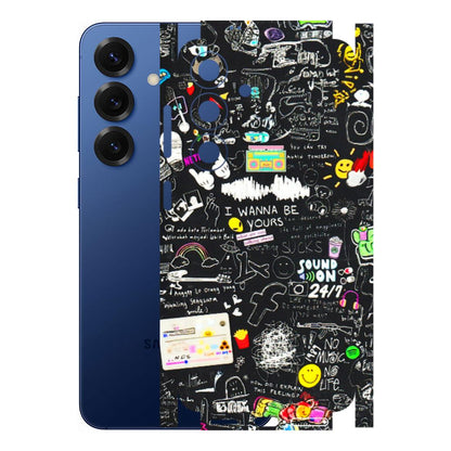Samsung A/S Series Phone Skins (All Models) - Black Creatives Doodles - 3D Embossed Finish (L-311) Samsung Galaxy S25 (5G)