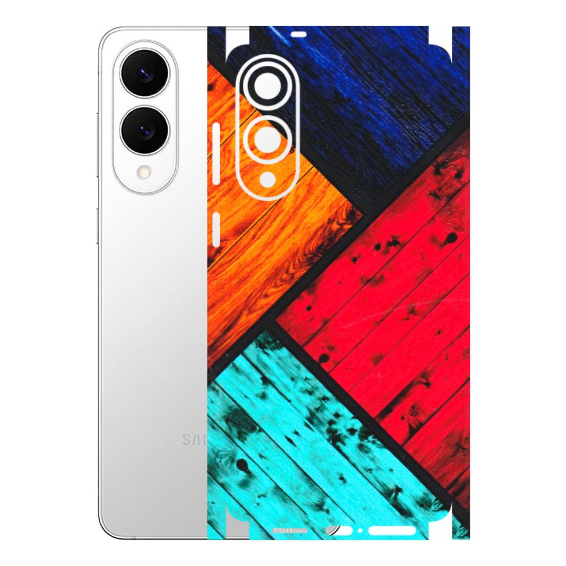 Samsung A/S Series Phone Skins (All Models) - Colourful Wood Panels Abstract - 3D Embossed Finish (L-09) Samsung Galaxy S25 Edge