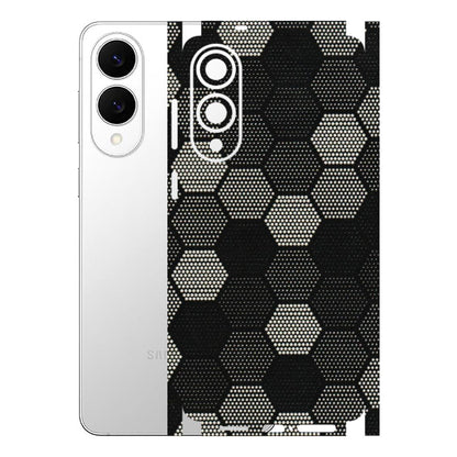 Samsung A/S Series Phone Skins (All Models) - Black & White Dotted Honeycomb Texture - 3D Embossed Finish (L-202) Samsung Galaxy S25 Edge