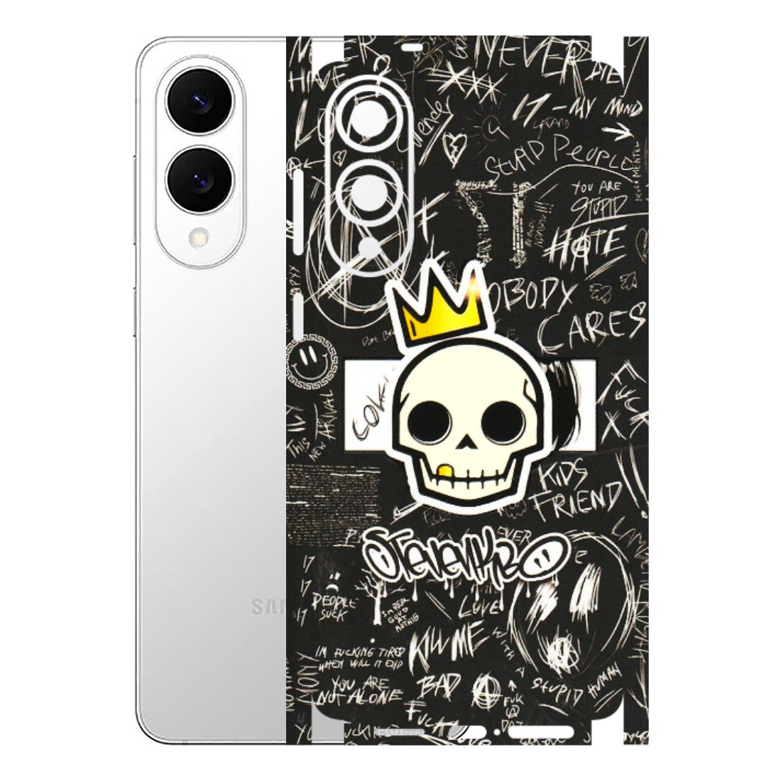 Samsung A/S Series Phone Skins (All Models) - Funny Skull Black Chalk Grafitti - 3D Embossed Finish (L-22) Samsung Galaxy S25 Edge