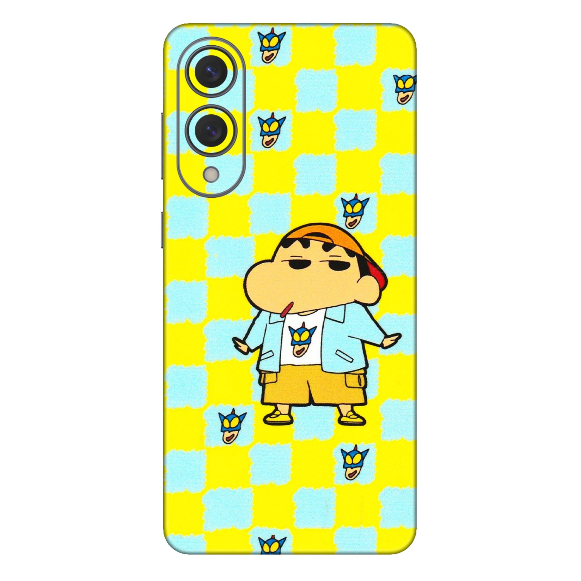 Samsung A/S Series Phone Skins (All Models) - Yellow Blue Shinchan Cute - 3D Embossed Finish (L-221) Samsung Galaxy S25 Edge