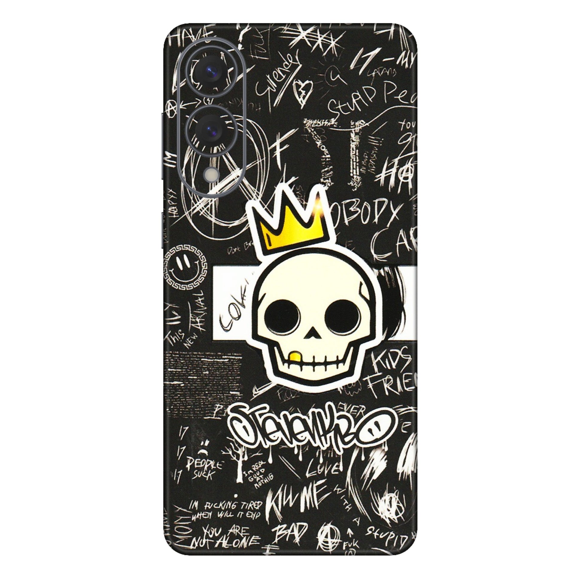 Samsung A/S Series Phone Skins (All Models) - Funny Skull Black Chalk Grafitti - 3D Embossed Finish (L-22) Samsung Galaxy S25 Edge
