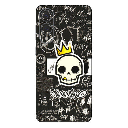 Samsung A/S Series Phone Skins (All Models) - Funny Skull Black Chalk Grafitti - 3D Embossed Finish (L-22) Samsung Galaxy S25 Edge