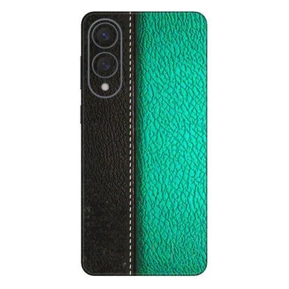 Samsung A/S Series Phone Skins (All Models) - Black Green Dual Leather Stich - 3D Embossed Finish (L-233) Samsung Galaxy S25 Edge