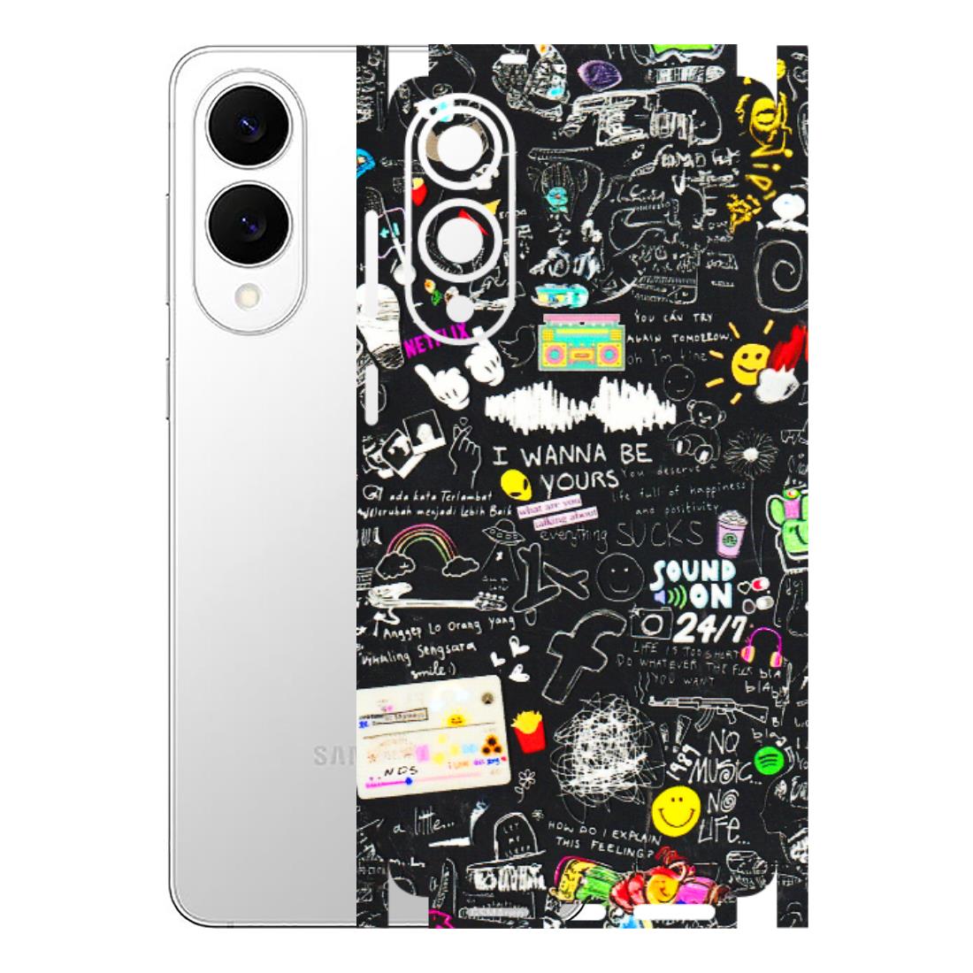 Samsung A/S Series Phone Skins (All Models) - Black Creatives Doodles - 3D Embossed Finish (L-311) Samsung Galaxy S25 Edge