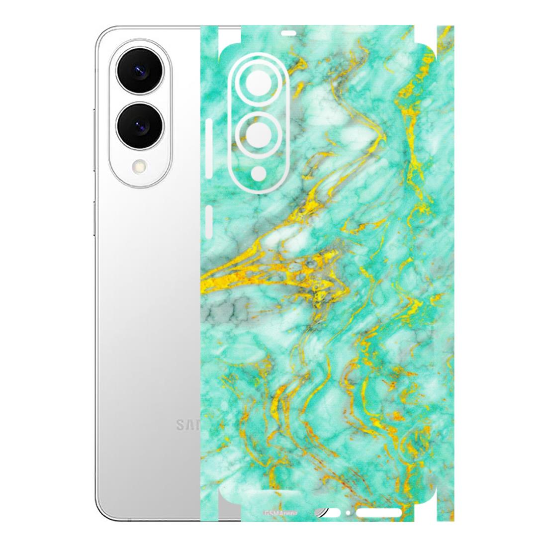 Samsung A/S Series Phone Skins (All Models) - Green And Gold Marble Feel - Matte Finish (M-16) Samsung Galaxy S25 Edge