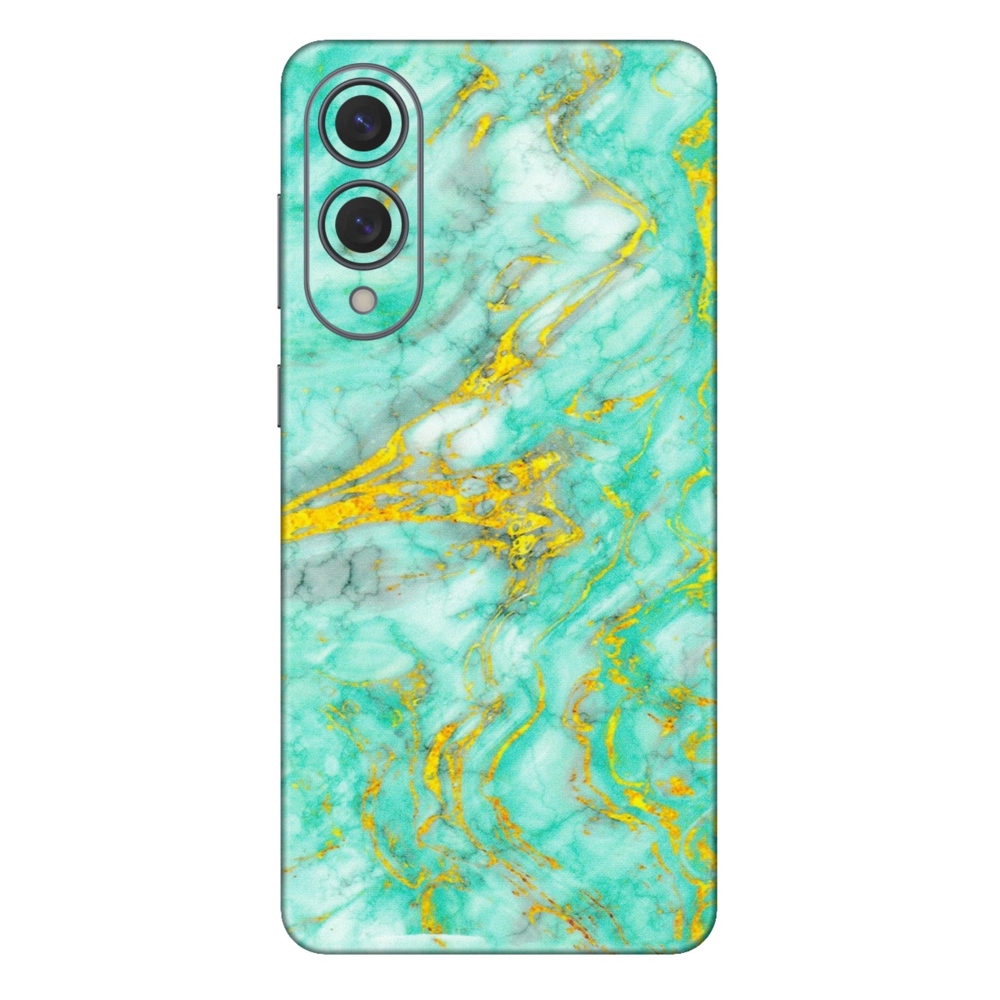 Samsung A/S Series Phone Skins (All Models) - Green And Gold Marble Feel - Matte Finish (M-16) Samsung Galaxy S25 Edge