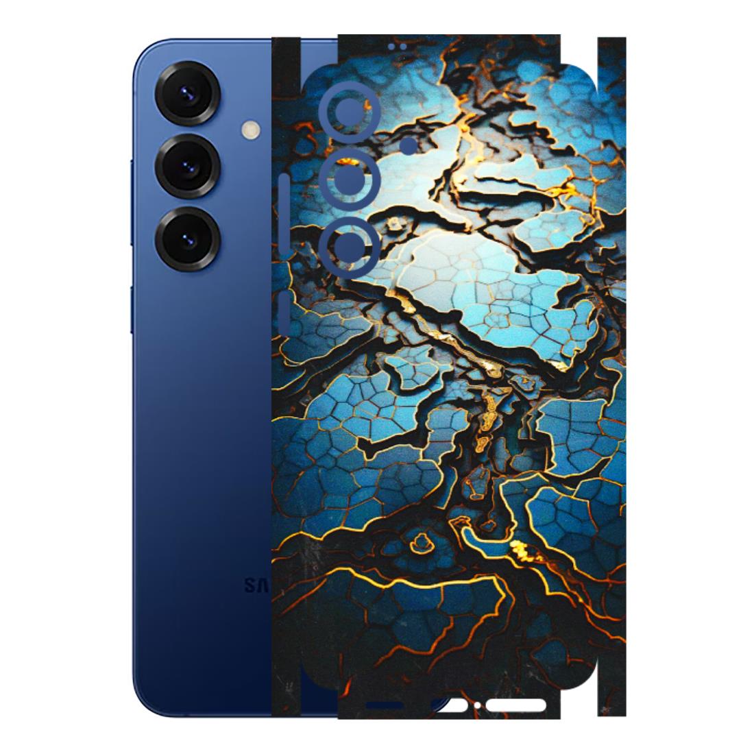Samsung A/S Series Phone Skins (All Models) - Blue Gold Abstract - 3D Embossed Finish (L-11) Samsung Galaxy S25 Plus