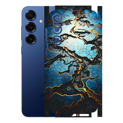 Samsung A/S Series Phone Skins (All Models) - Blue Gold Abstract - 3D Embossed Finish (L-11) Samsung Galaxy S25 Plus