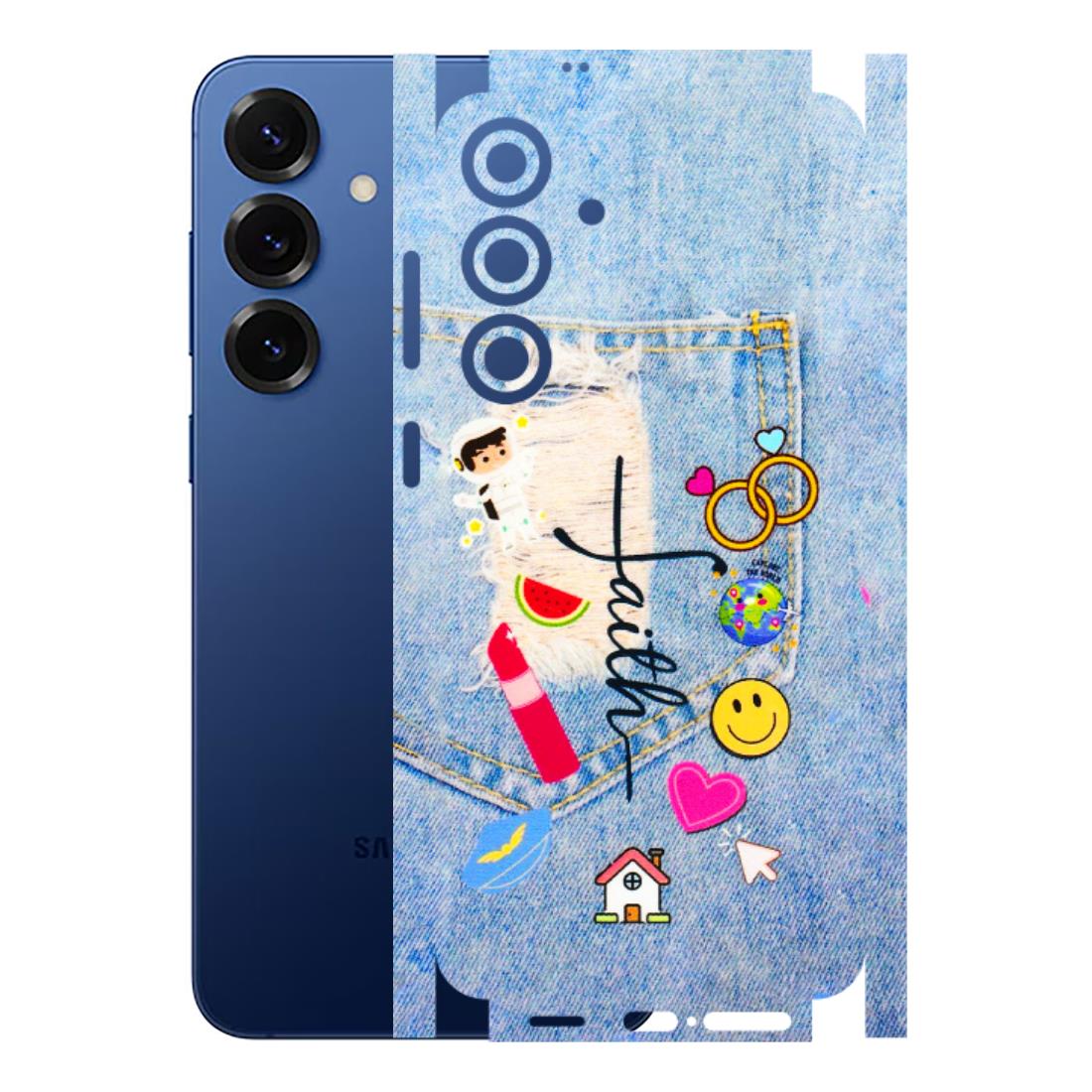 Samsung A/S Series Phone Skins (All Models) - Denim Jeans Pocket - 3D Embossed Finish (L-134) Samsung Galaxy S25 Plus