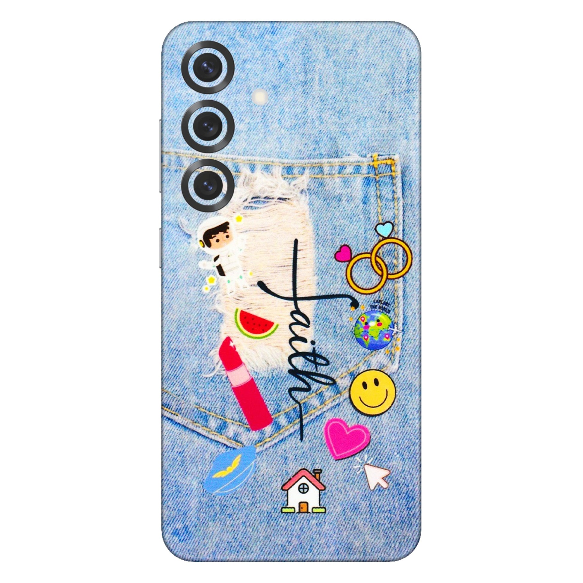 Samsung A/S Series Phone Skins (All Models) - Denim Jeans Pocket - 3D Embossed Finish (L-134) Samsung Galaxy S25 Plus