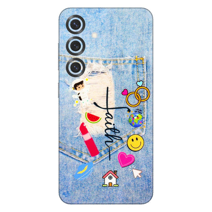 Samsung A/S Series Phone Skins (All Models) - Denim Jeans Pocket - 3D Embossed Finish (L-134) Samsung Galaxy S25 Plus