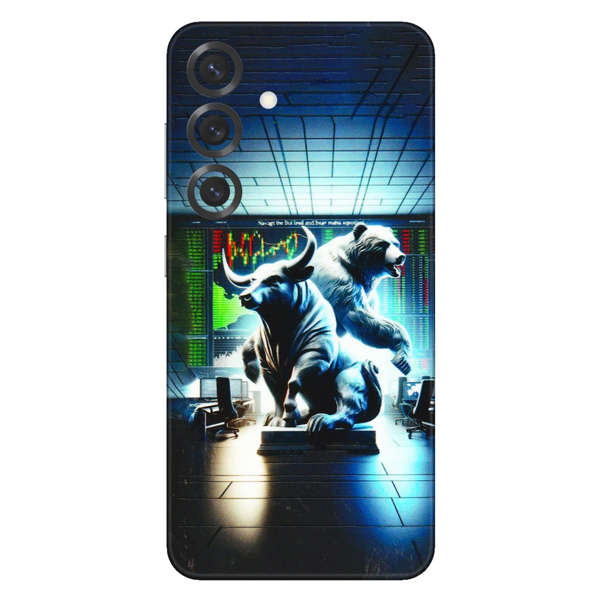Samsung A/S Series Phone Skins (All Models) - Stock Market Sensex Bear vs Bulls - 3D Embossed Finish (L-15) Samsung Galaxy S25 Plus