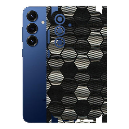 Samsung A/S Series Phone Skins (All Models) - Black & White Dotted Honeycomb Texture - 3D Embossed Finish (L-202) Samsung Galaxy S25 Plus