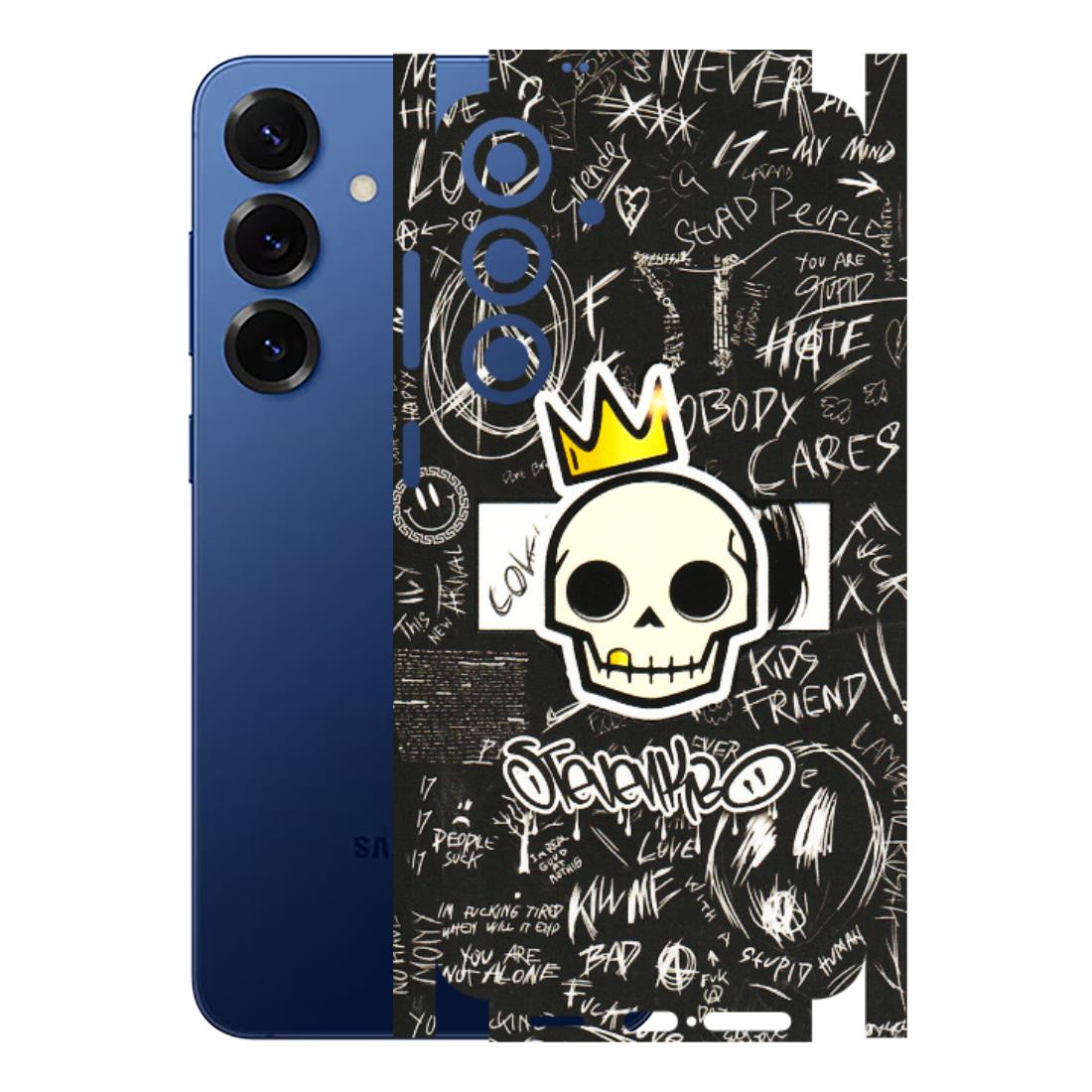 Samsung A/S Series Phone Skins (All Models) - Funny Skull Black Chalk Grafitti - 3D Embossed Finish (L-22) Samsung Galaxy S25 Plus