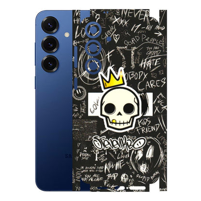 Samsung A/S Series Phone Skins (All Models) - Funny Skull Black Chalk Grafitti - 3D Embossed Finish (L-22) Samsung Galaxy S25 Plus