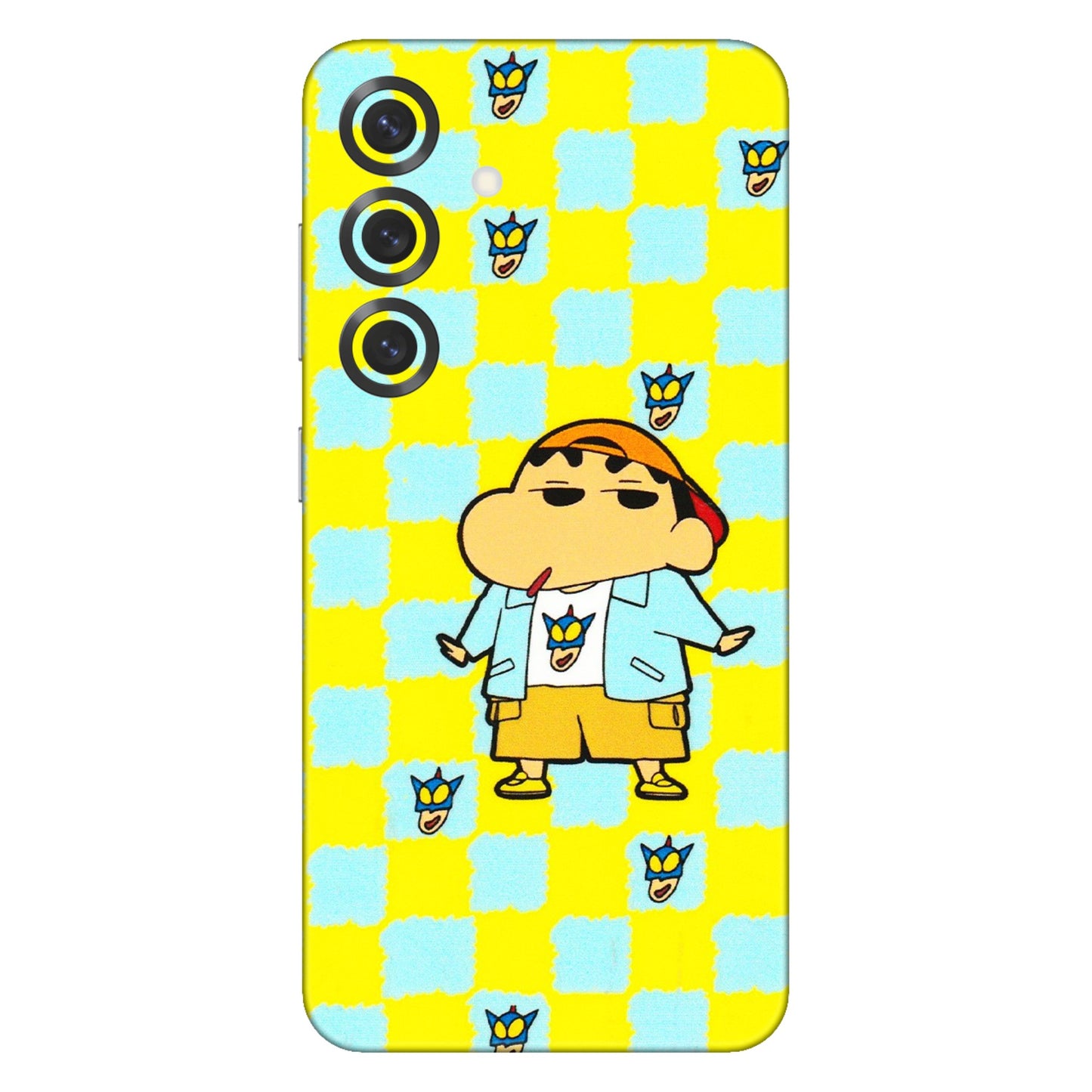 Samsung A/S Series Phone Skins (All Models) - Yellow Blue Shinchan Cute - 3D Embossed Finish (L-221) Samsung Galaxy S25 Plus