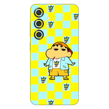 Samsung A/S Series Phone Skins (All Models) - Yellow Blue Shinchan Cute - 3D Embossed Finish (L-221) Samsung Galaxy S25 Plus