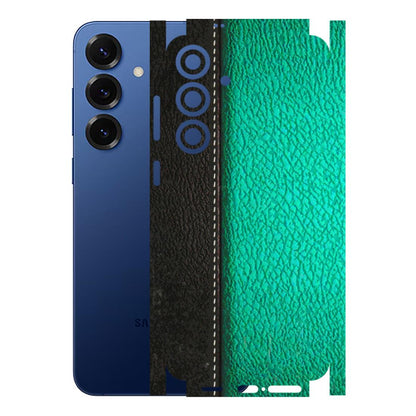 Samsung A/S Series Phone Skins (All Models) - Black Green Dual Leather Stich - 3D Embossed Finish (L-233) Samsung Galaxy S25 Plus