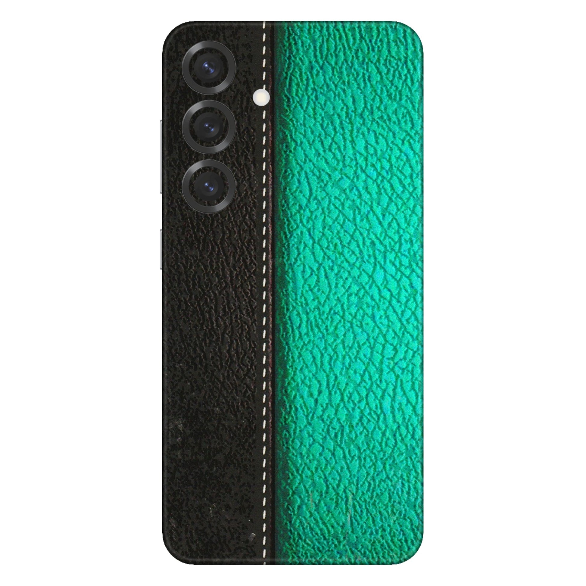 Samsung A/S Series Phone Skins (All Models) - Black Green Dual Leather Stich - 3D Embossed Finish (L-233) Samsung Galaxy S25 Plus