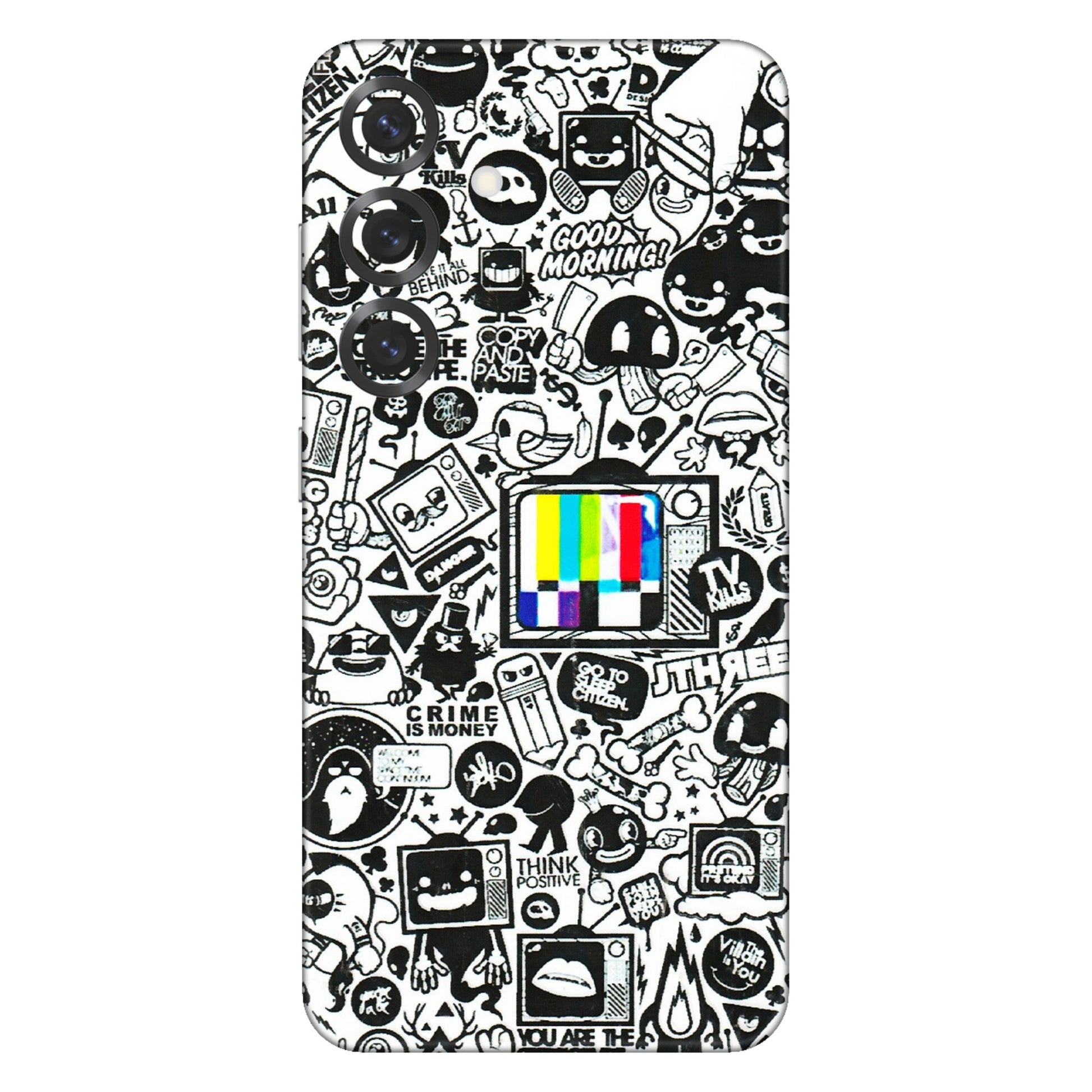 Samsung A/S Series Phone Skins (All Models) - Doodles Positive Art - 3D Embossed Finish (L-263) Samsung Galaxy S25 Plus