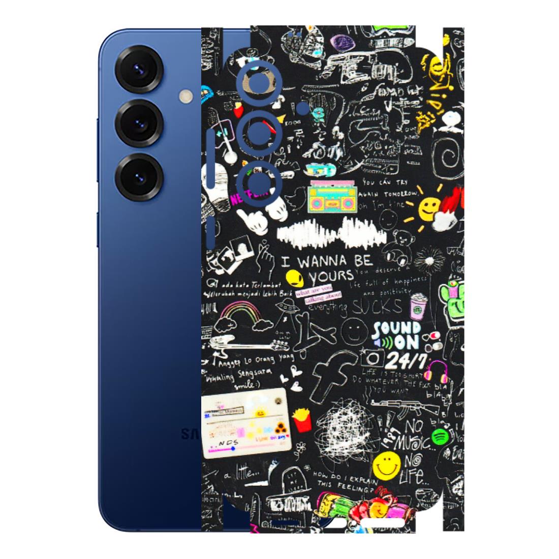 Samsung A/S Series Phone Skins (All Models) - Black Creatives Doodles - 3D Embossed Finish (L-311) Samsung Galaxy S25 Plus