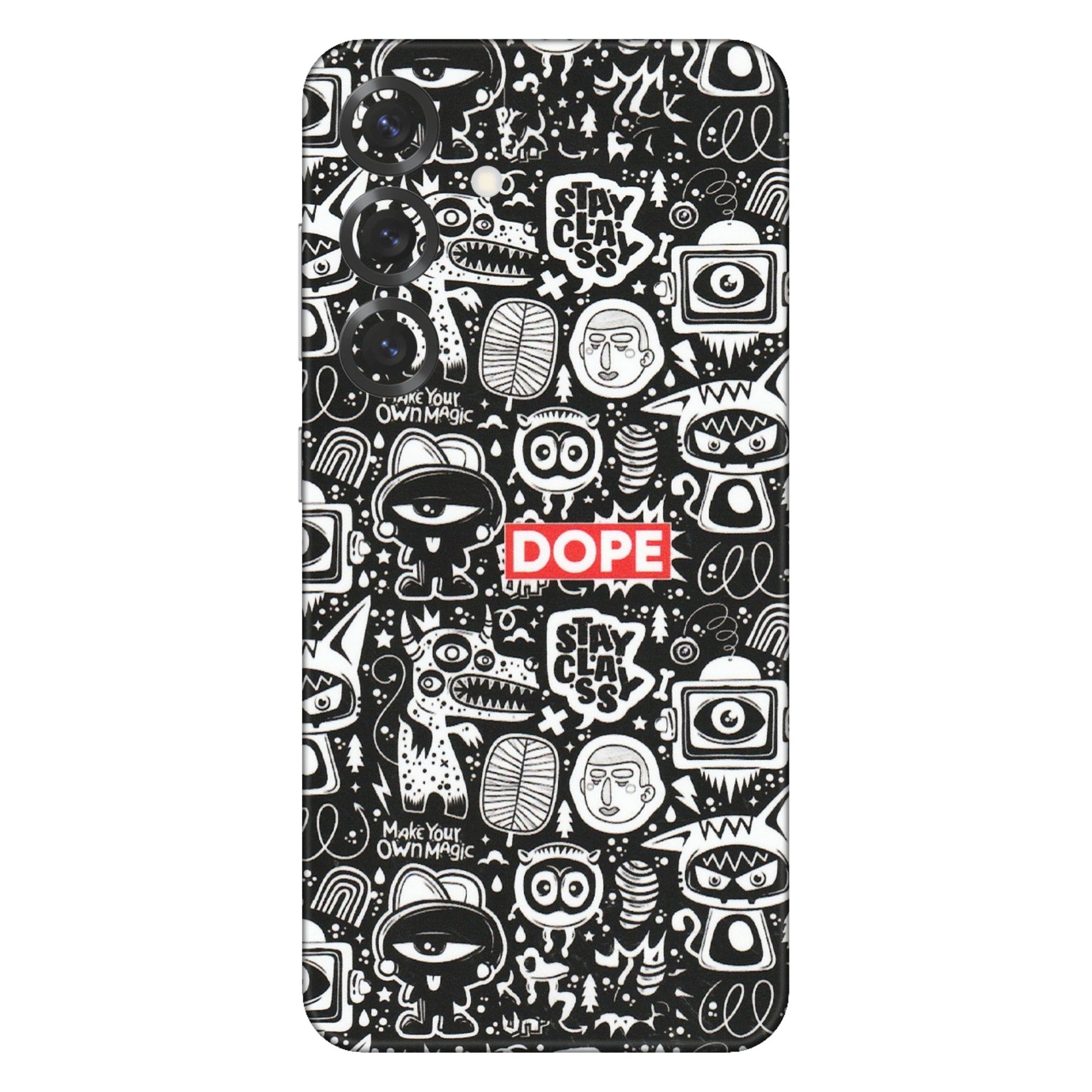 Samsung A/S Series Phone Skins (All Models) - Dope Stay Classy Black Doodles - Matte Finish (M-126) Samsung Galaxy S25 Plus