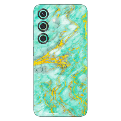 Samsung A/S Series Phone Skins (All Models) - Green And Gold Marble Feel - Matte Finish (M-16) Samsung Galaxy S25 Plus