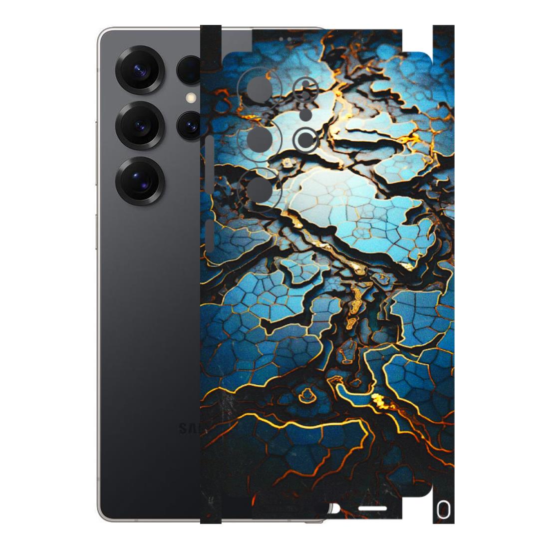 Samsung A/S Series Phone Skins (All Models) - Blue Gold Abstract - 3D Embossed Finish (L-11) Samsung Galaxy S25 Ultra (5G)
