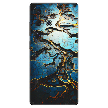 Samsung A/S Series Phone Skins (All Models) - Blue Gold Abstract - 3D Embossed Finish (L-11) Samsung Galaxy S25 Ultra (5G)