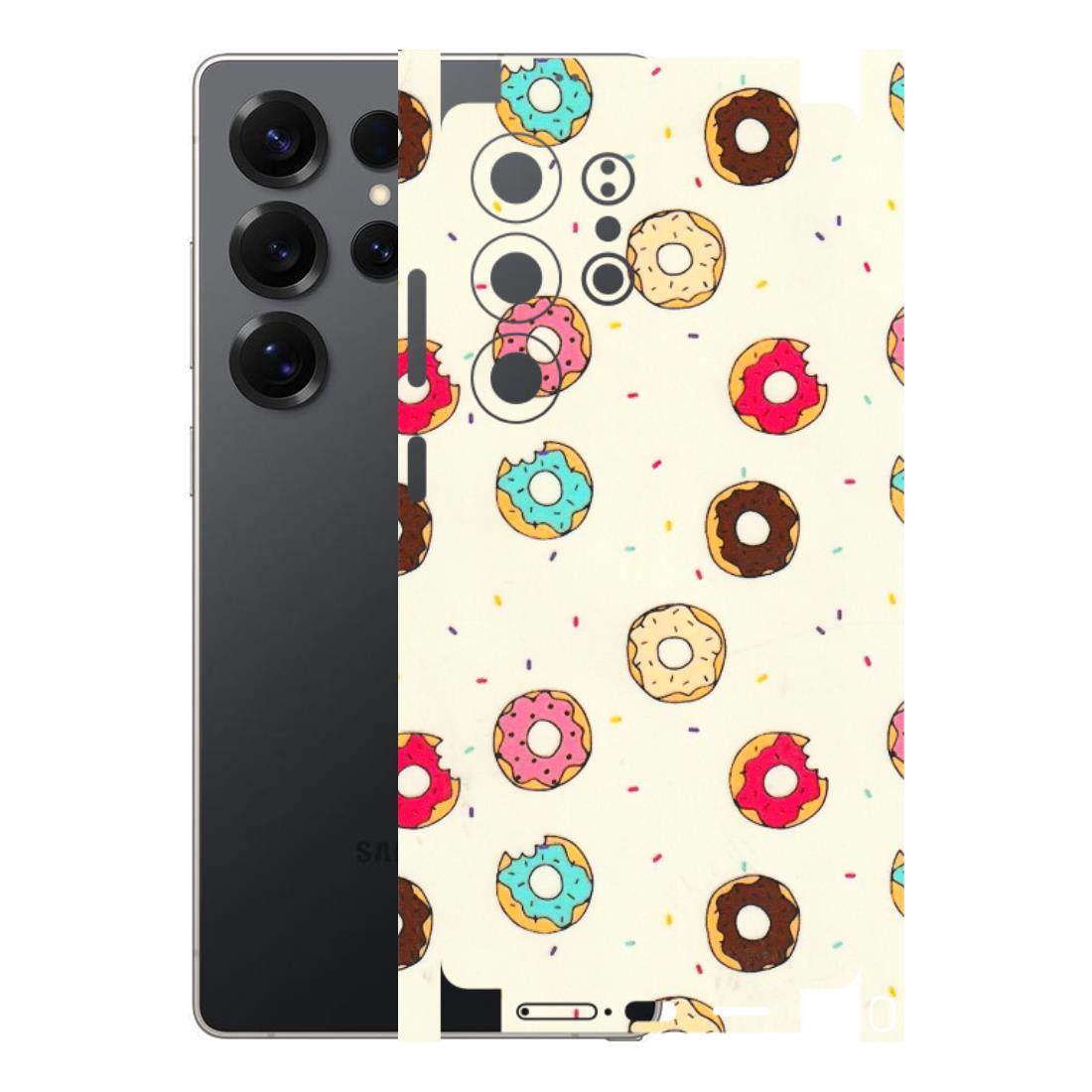 Samsung A/S Series Phone Skins (All Models) - Mini Donuts Doodle Art - 3D Embossed Finish (L-122) Samsung Galaxy S25 Ultra (5G)