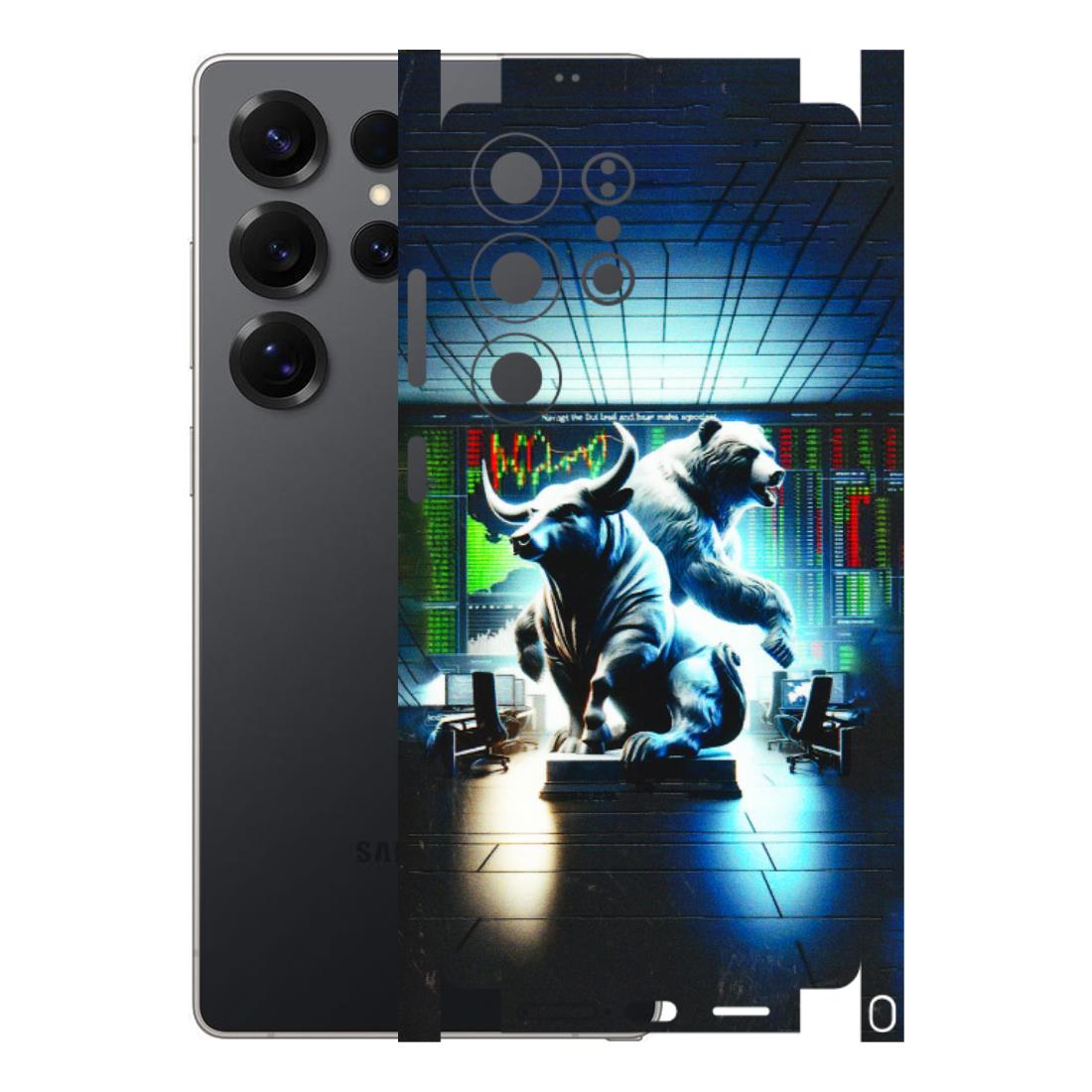 Samsung A/S Series Phone Skins (All Models) - Stock Market Sensex Bear vs Bulls - 3D Embossed Finish (L-15) Samsung Galaxy S25 Ultra (5G)