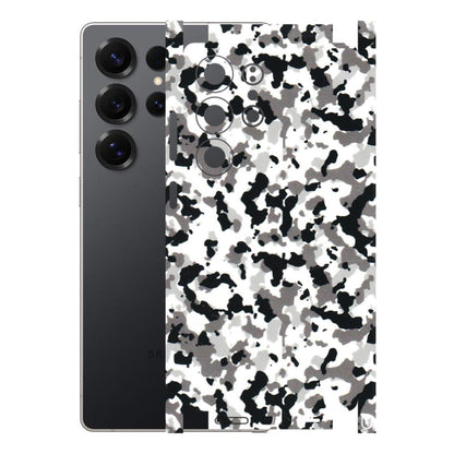 Samsung A/S Series Phone Skins (All Models) - White Black Camouflage - 3D Embossed Finish (L-18) Samsung Galaxy S25 Ultra (5G)
