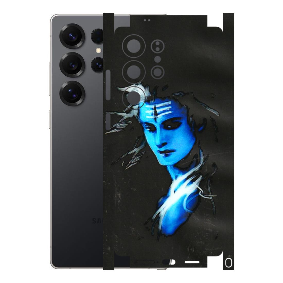 Samsung A/S Series Phone Skins (All Models) - Har Har Mahadev Blue/Black - 3D Embossed Finish (L-185) Samsung Galaxy S25 Ultra (5G)