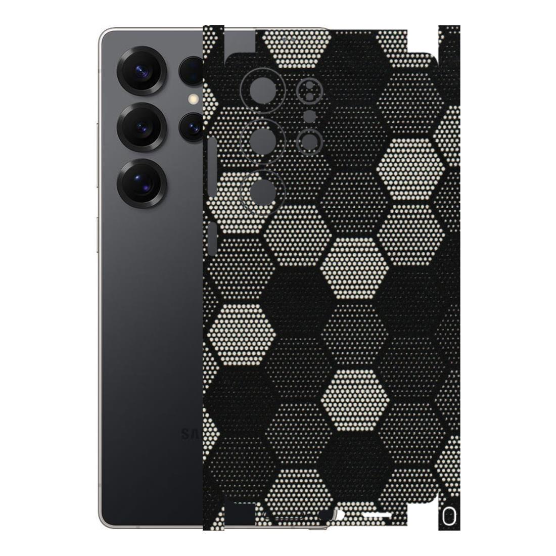 Samsung A/S Series Phone Skins (All Models) - Black & White Dotted Honeycomb Texture - 3D Embossed Finish (L-202) Samsung Galaxy S25 Ultra (5G)