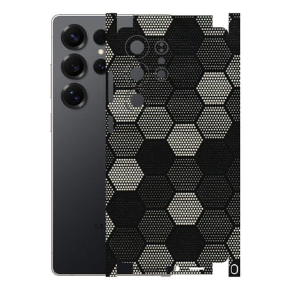 Samsung A/S Series Phone Skins (All Models) - Black & White Dotted Honeycomb Texture - 3D Embossed Finish (L-202) Samsung Galaxy S25 Ultra (5G)