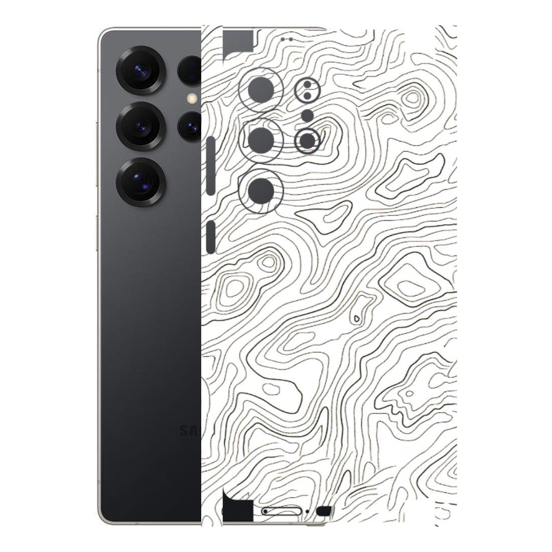 Samsung A/S Series Phone Skins (All Models) - White Black Swirls - 3D Embossed Finish (L-219) Samsung Galaxy S25 Ultra (5G)