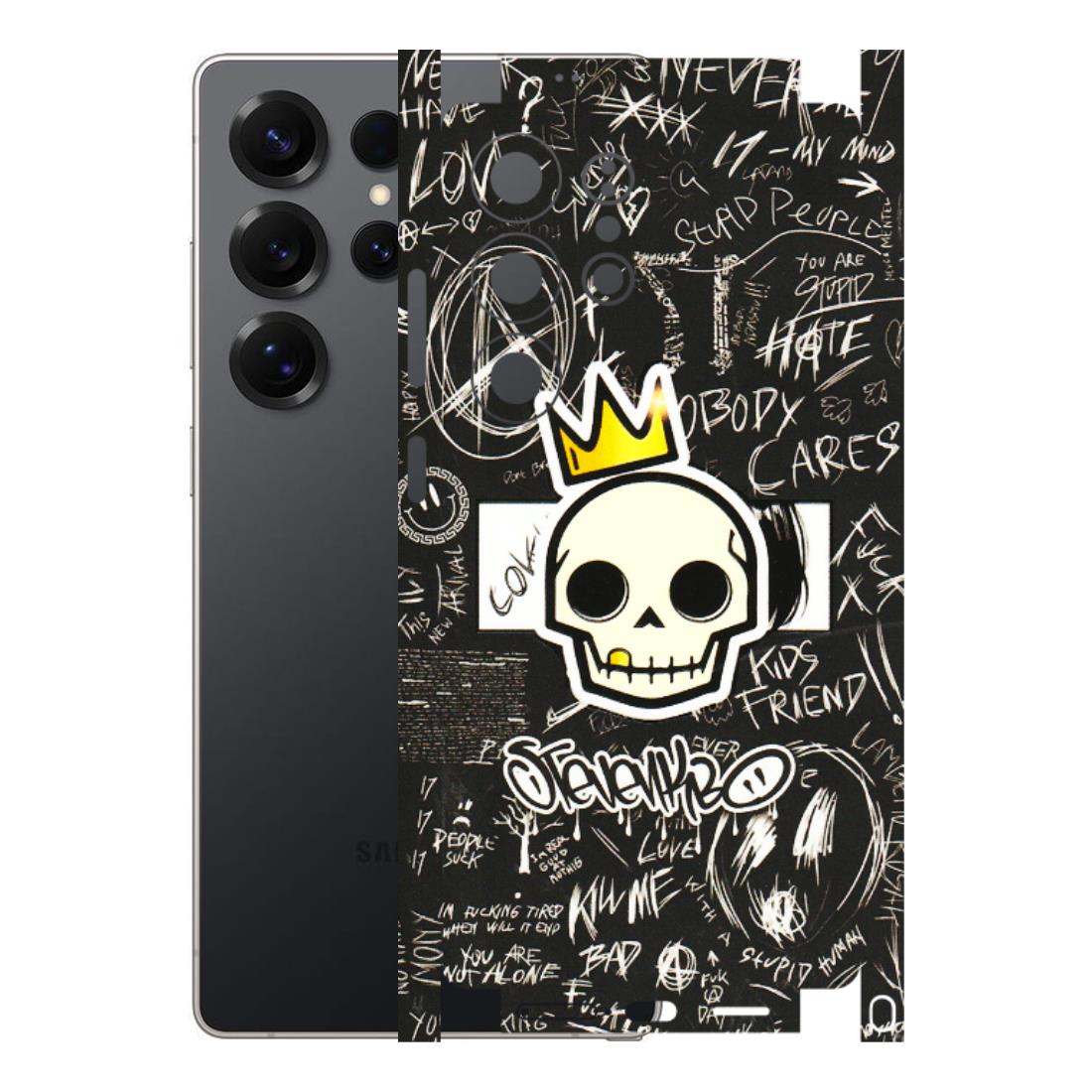 Samsung A/S Series Phone Skins (All Models) - Funny Skull Black Chalk Grafitti - 3D Embossed Finish (L-22) Samsung Galaxy S25 Ultra (5G)