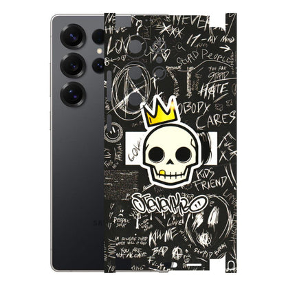 Samsung A/S Series Phone Skins (All Models) - Funny Skull Black Chalk Grafitti - 3D Embossed Finish (L-22) Samsung Galaxy S25 Ultra (5G)
