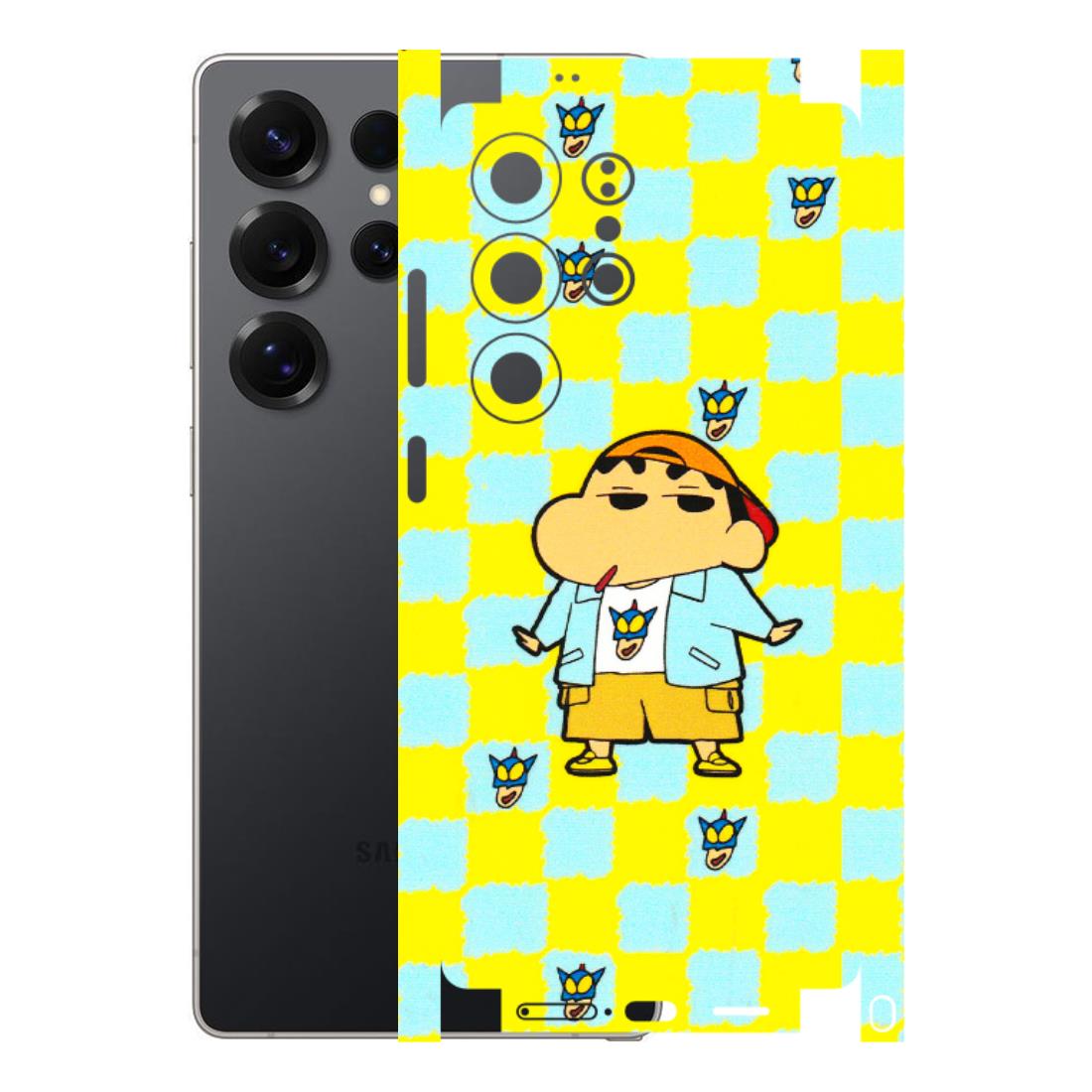 Samsung A/S Series Phone Skins (All Models) - Yellow Blue Shinchan Cute - 3D Embossed Finish (L-221) Samsung Galaxy S25 Ultra (5G)