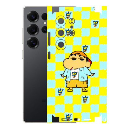 Samsung A/S Series Phone Skins (All Models) - Yellow Blue Shinchan Cute - 3D Embossed Finish (L-221) Samsung Galaxy S25 Ultra (5G)