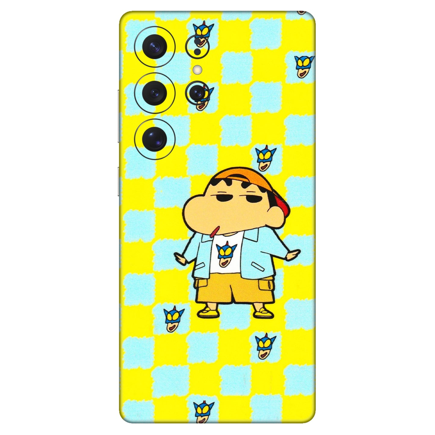 Samsung A/S Series Phone Skins (All Models) - Yellow Blue Shinchan Cute - 3D Embossed Finish (L-221) Samsung Galaxy S25 Ultra (5G)