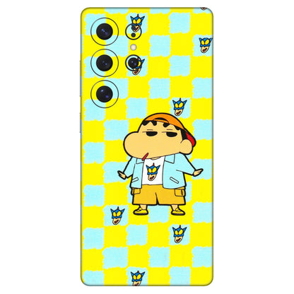 Samsung A/S Series Phone Skins (All Models) - Yellow Blue Shinchan Cute - 3D Embossed Finish (L-221) Samsung Galaxy S25 Ultra (5G)