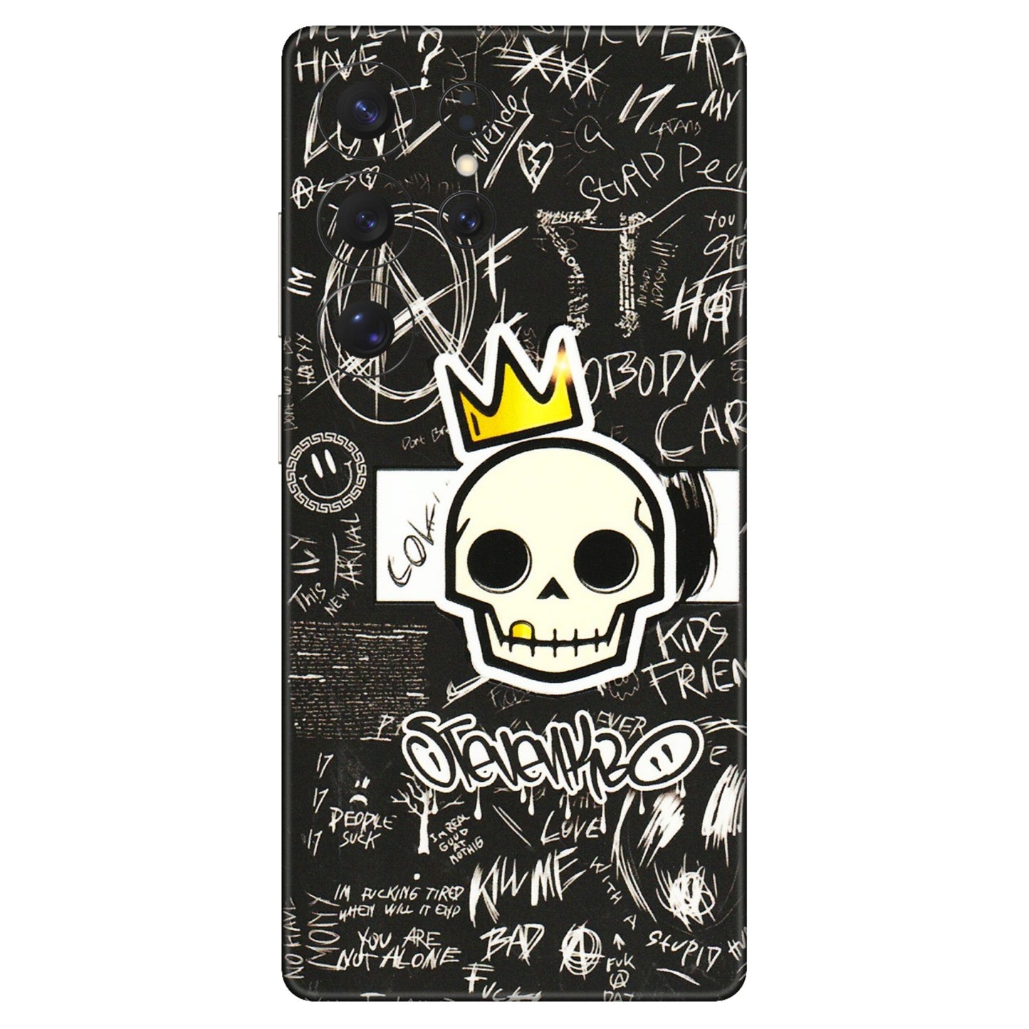 Samsung A/S Series Phone Skins (All Models) - Funny Skull Black Chalk Grafitti - 3D Embossed Finish (L-22) Samsung Galaxy S25 Ultra (5G)