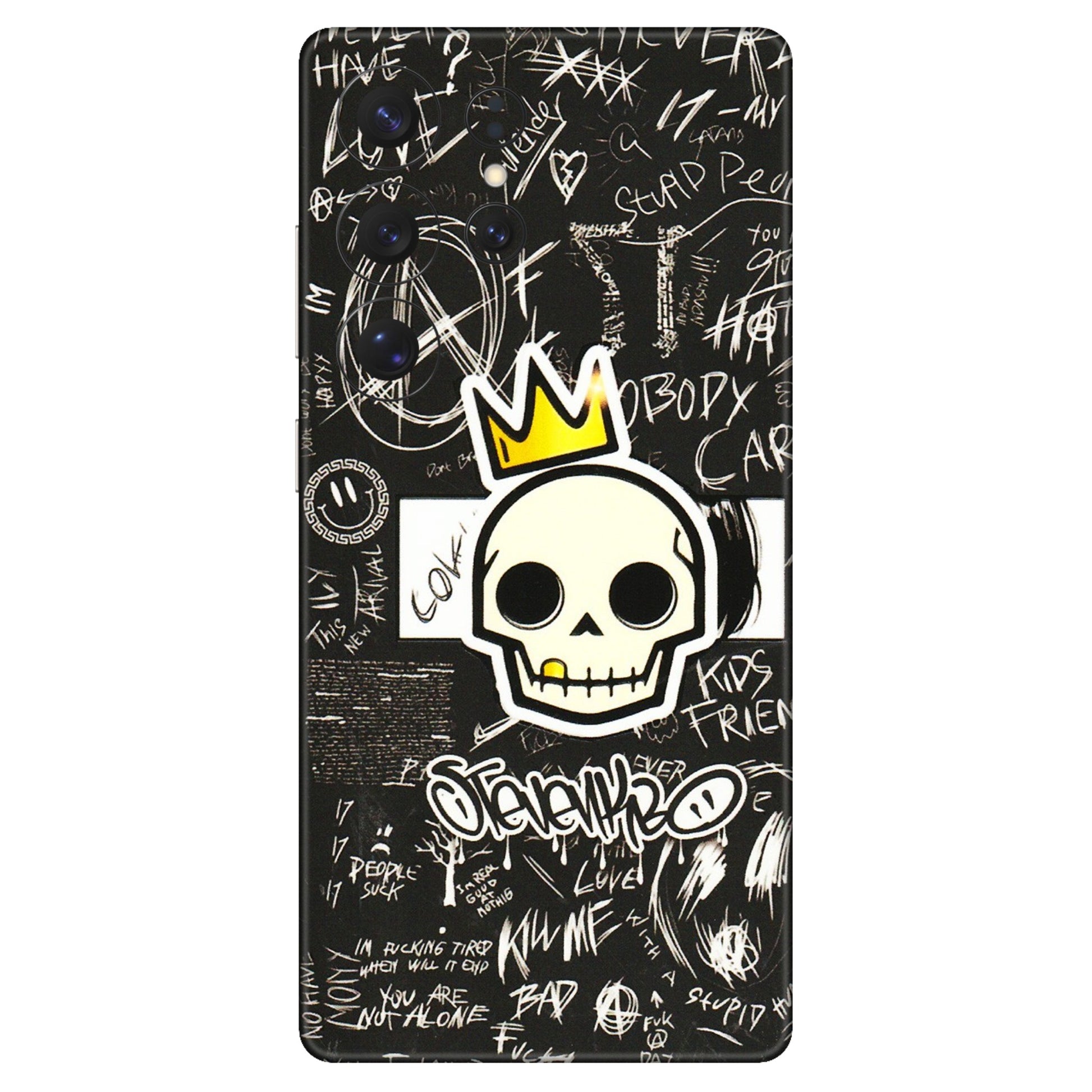 Samsung A/S Series Phone Skins (All Models) - Funny Skull Black Chalk Grafitti - 3D Embossed Finish (L-22) Samsung Galaxy S25 Ultra (5G)