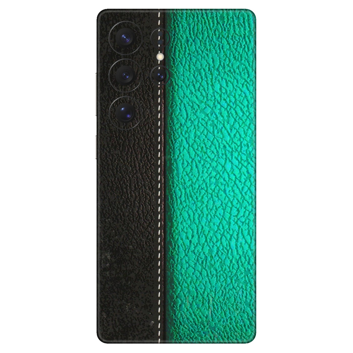 Samsung A/S Series Phone Skins (All Models) - Black Green Dual Leather Stich - 3D Embossed Finish (L-233) Samsung Galaxy S25 Ultra (5G)