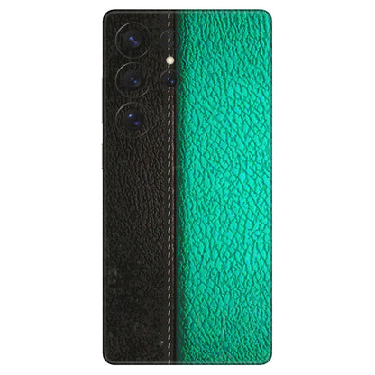 Samsung A/S Series Phone Skins (All Models) - Black Green Dual Leather Stich - 3D Embossed Finish (L-233) Samsung Galaxy S25 Ultra (5G)